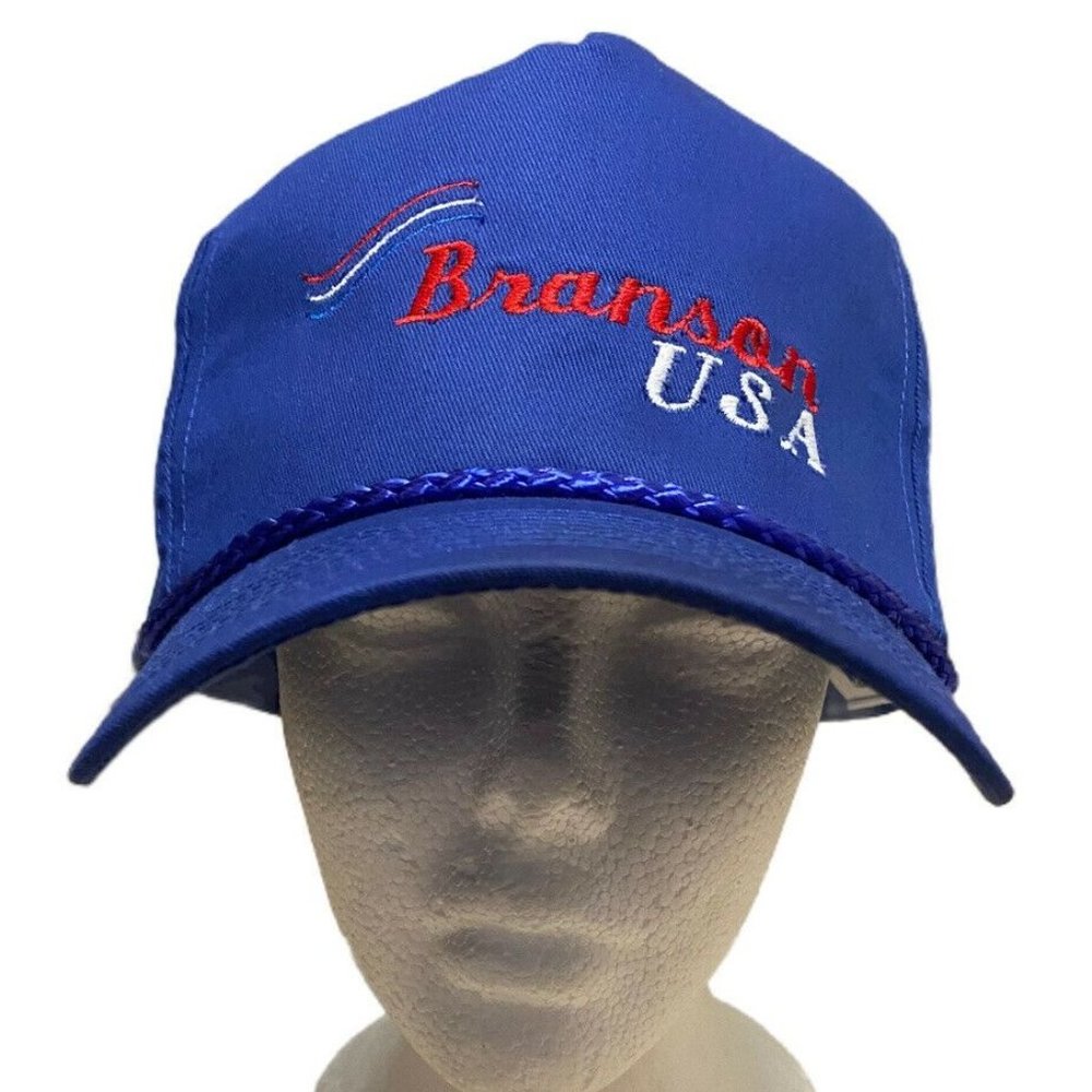 Vintage Branson Missouri SnapBack Hat Cap Braided Rope Brim Cobra Cap *STAINED!! - Picture 3 of 12